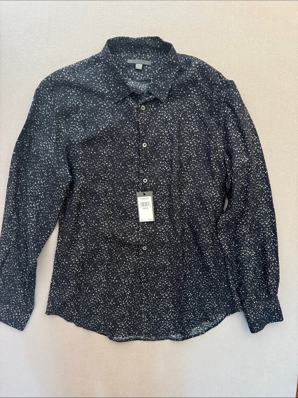 John Varvatos Dark Indigo Print Shirt Men’s M NWT Linen Blend From TV Wardrobe